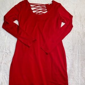 Red long sleeve dress